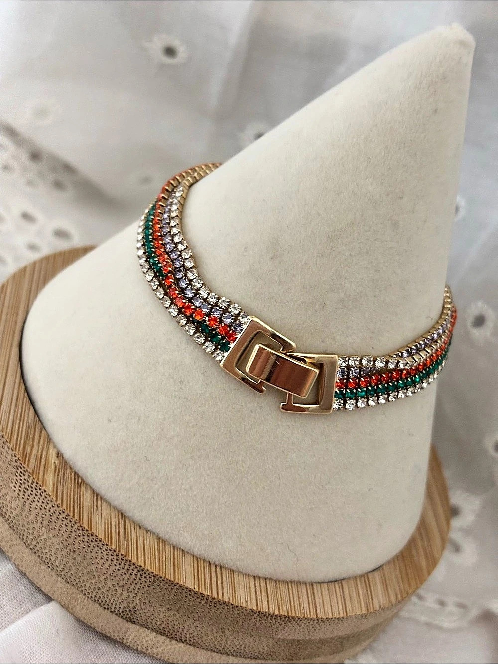 Multicolor Crystal Color Block Bracelet - Picture 2 of 4